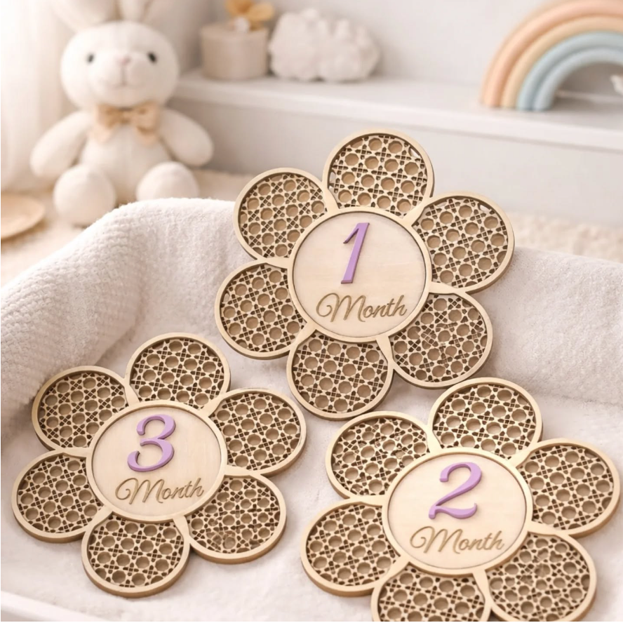 Newborn Monthly Flower Plaque