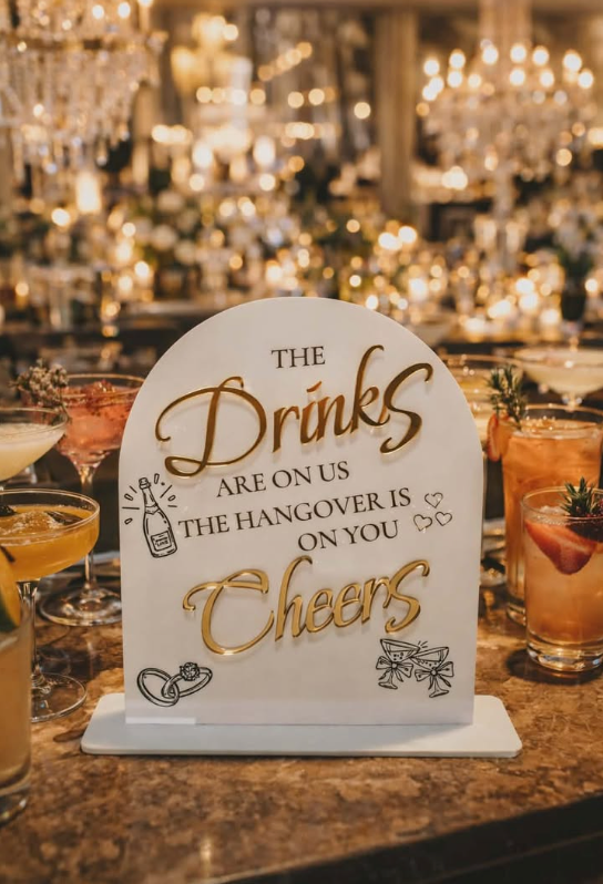Personalised Drinks On Us Sign